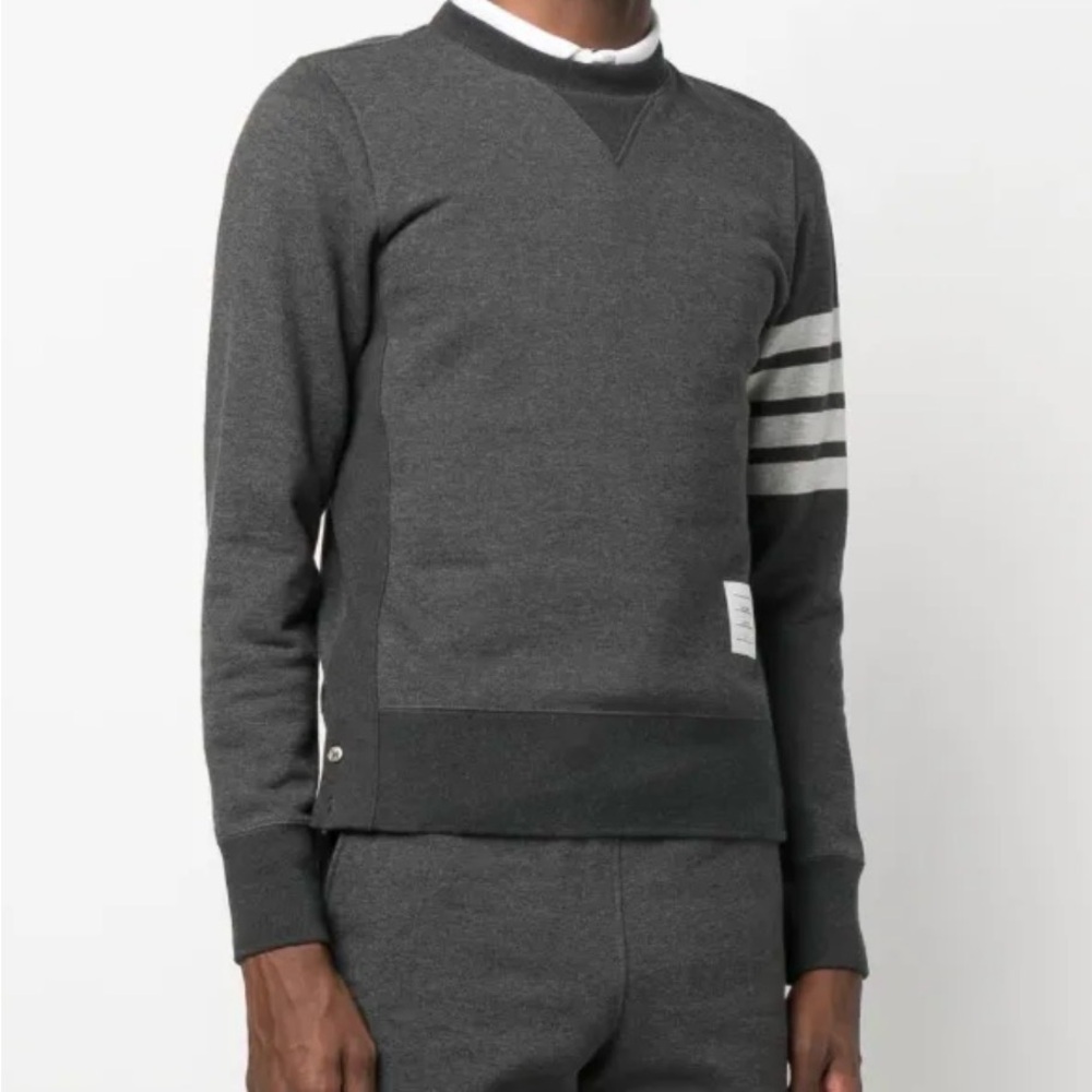Thom Browne Gray 4-Bar Stripe Sweatshirt Size 1 Made in Japan 🖤